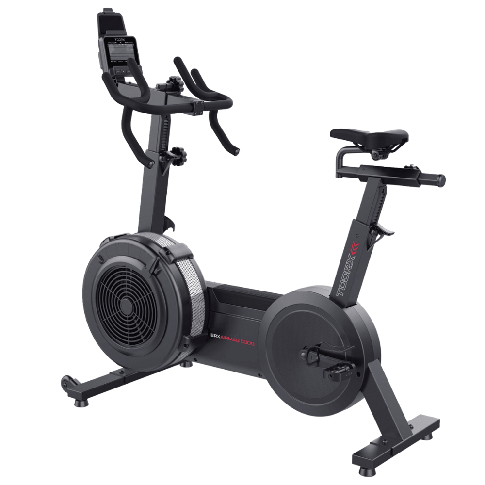 BRX AIR 5000 BRX AIR 5000  BRAKING SYSTEM the air resistance system grants a real smooth feeling  RESISTANCE ADJUSTMENT 10-level  SEAT micrometrical vertical and horizontal adjustment  CONSOLE LCD display blue backlight. Functions: RPM, Pulse, Distance, Level, Cycle, Speed, Watts, Watts AVG, Time, Time/1km, Calories/hr